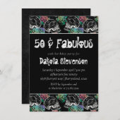 Rose | Ombre 50. Geburtstag Einladung (Vorne/Hinten)