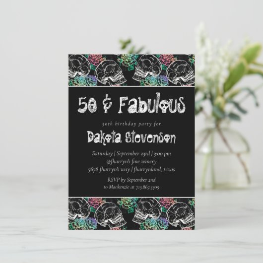 Rose | Ombre 50. Geburtstag Einladung (Stehend Vorderseite)