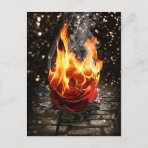 Rose On Fire, Burning Rose Postkarte
