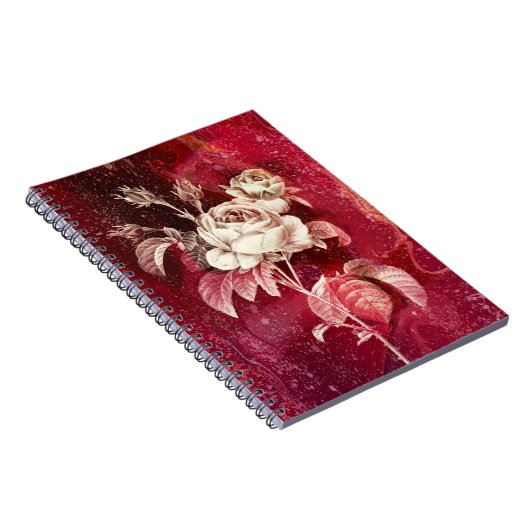 ROSE on Red Background Notizblock (Rechte Seite)
