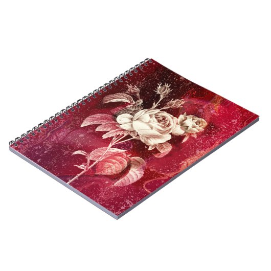 ROSE on Red Background Notizblock (Linke Seite)