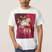  Rose on Red Textured Background T-Shirt (Vorderseite)