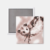 Rose Opossum Magnet (Vorderseite/Rückseite)