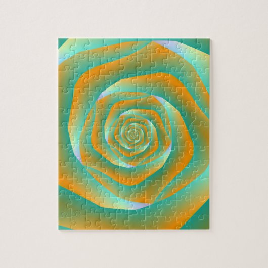 Rose Orange und Green Spiral Puzzle (Vertikal)