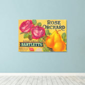 Rose-Orchard-Birnenkorb-Etikett Leinwanddruck (Insitu (Holzboden))