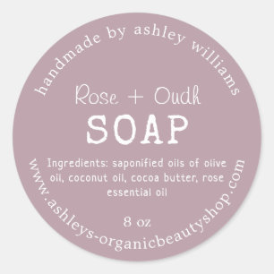 Rose + Oudh Handmade Soap - Mauve Bio Skincare Runder Aufkleber