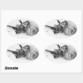 Rose Ovaler Aufkleber (Blatt)