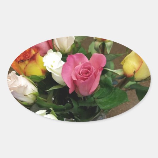 Rose Ovaler Aufkleber (Vorderseite)