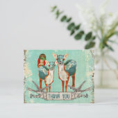 Rose Owl & Azure Deer Danke Postcard Postkarte (Stehend Vorderseite)