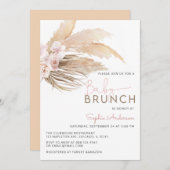 Rose Pampas Grass Boho Baby Brunch Baby Dusche Inv Einladung (Vorne/Hinten)