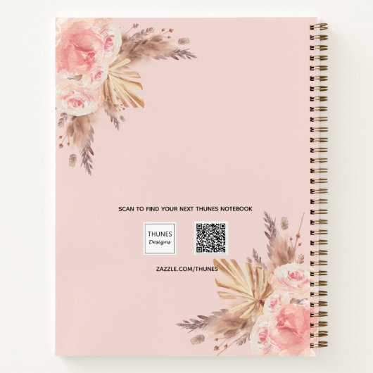 Rose Pampas Notizblock (Rückseite)