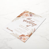 Rose Pampas Terracotta Boho Foto Wedding Folieneinladung (Gedreht)