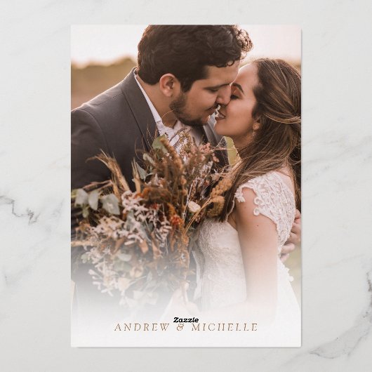 Rose Pampas Terracotta Boho Foto Wedding Folieneinladung (Rückseite)