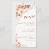 Rose Pampas Terracotta Boho Wedding Menu (Vorderseite)