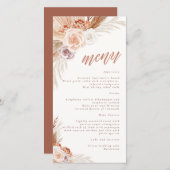 Rose Pampas Terracotta Boho Wedding Menu (Vorne/Hinten)