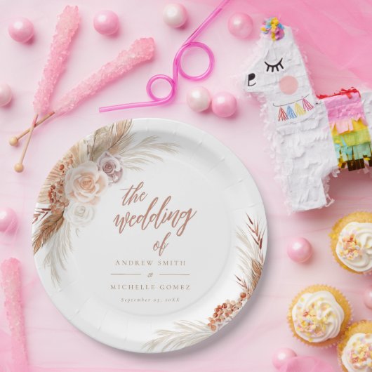 Rose Pampas Terracotta Boho Wedding Pappteller (Party)