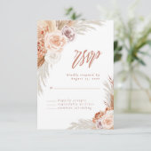 Rose Pampas Terracotta Boho Wedding RSVP Karte (Stehend Vorderseite)