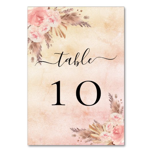 Rose Pampas Tischnummer (Rückseite)