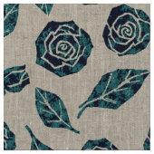 Rose Pandora - Navy Teal Stoff (Nahaufnahme)