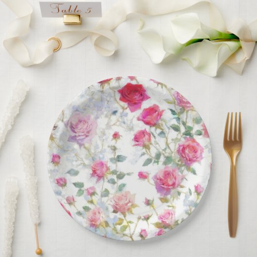 Rose Pappteller (Hochzeit)