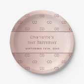 Rose Pappteller (Vorderseite)