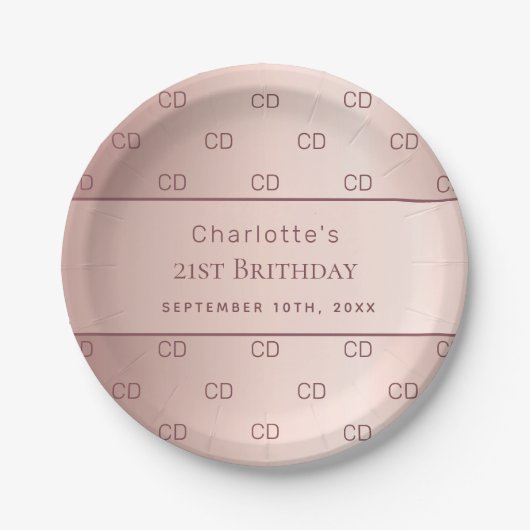 Rose Pappteller (Vorderseite)