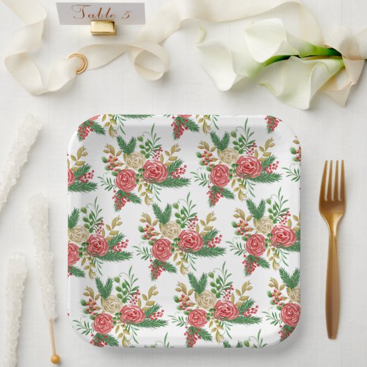 Rose Pappteller (Hochzeit)