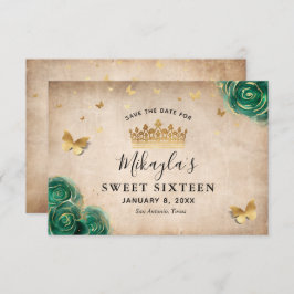Rose-Parchment Grün und Gold Elegante Save The Date