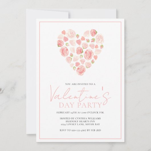 Rose Party Einladung des Valentinstag (Vorderseite)