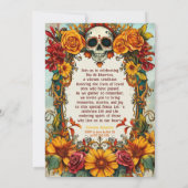 💀 Rose Party Einladung Watercolor Día de Muertos (Rückseite)