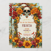 💀 Rose Party Einladung Watercolor Día de Muertos (Vorne/Hinten)