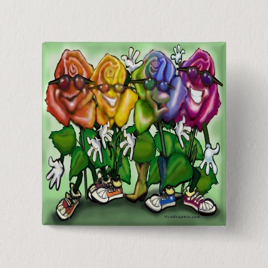 Rose Party Regenbogen Button (Vorderseite)