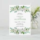 Rose Pastel Green Hochzeit Einladung (Stehend Vorderseite)