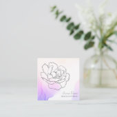 *~* Rose Pastell Pink & Lavendel Wasserfarbe Quadratische Visitenkarte (Stehend Vorderseite)