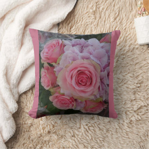 Rose Pastell und Hydrangea Blume Kissen Kissen