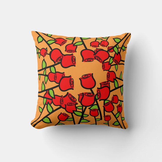Rose Pattern Kissen Kissen Safran (Vorderseite)