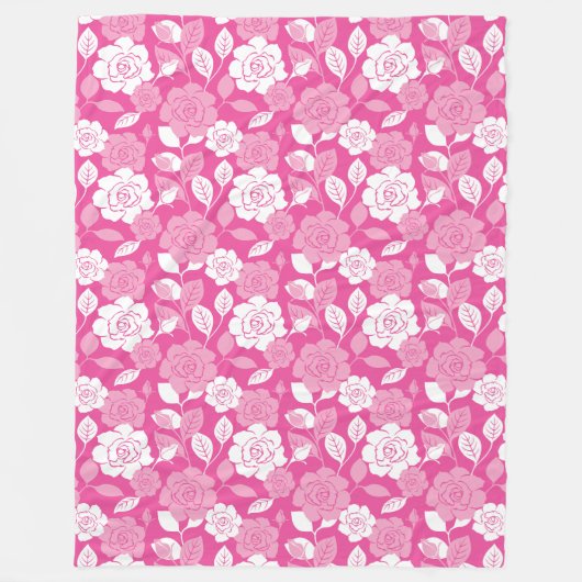 ROSE PATTERN (PINK) FLEECEDECKE (Vorderseite)