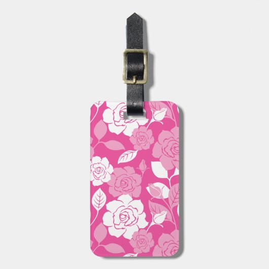 ROSE PATTERN (PINK) GEPÄCKANHÄNGER (Vorderseite vertikal)