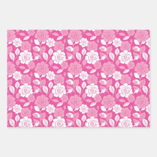 ROSE PATTERN (PINK) GESCHENKPAPIER SET (Vorderseite)