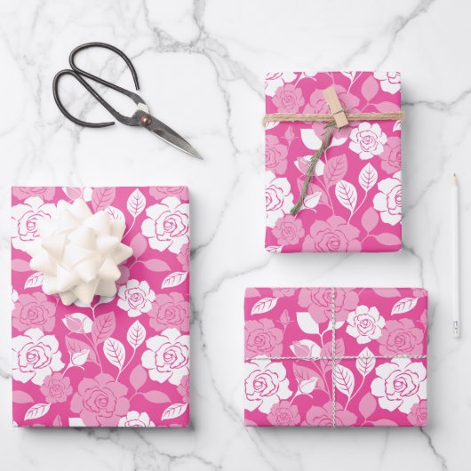 ROSE PATTERN (PINK) GESCHENKPAPIER SET (Vorderseite)