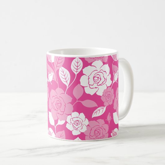 ROSE PATTERN (PINK) KAFFEETASSE (VorderseiteRechts)