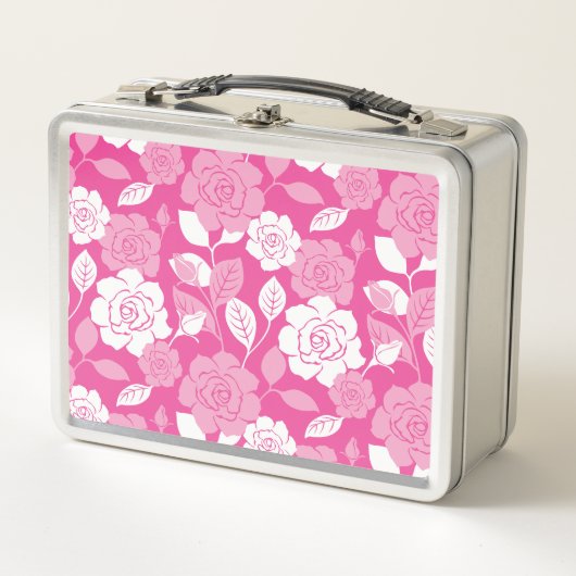 ROSE PATTERN (PINK) METALL BROTDOSE (Vorderseite)