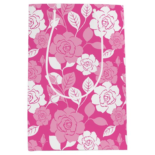 ROSE PATTERN (PINK) MITTLERE GESCHENKTÜTE (Vorderseite)
