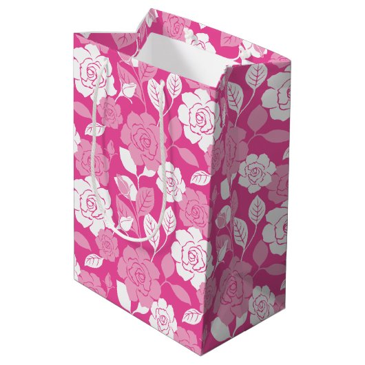 ROSE PATTERN (PINK) MITTLERE GESCHENKTÜTE (Rückseite Schrägansicht)