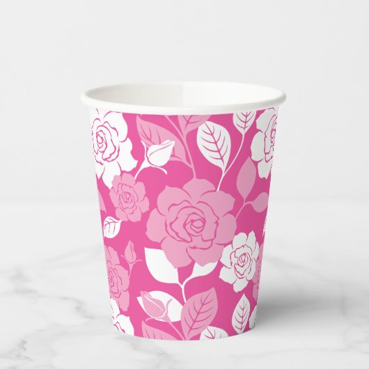 ROSE PATTERN (PINK) PAPPBECHER (Links)
