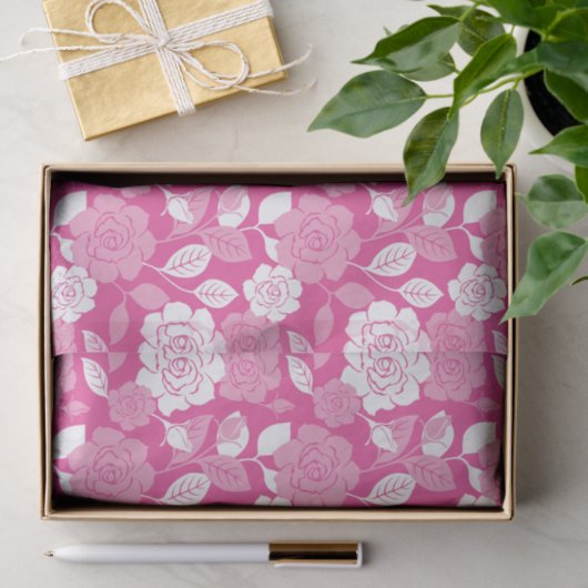 ROSE PATTERN (PINK) SEIDENPAPIER (Geschenk)