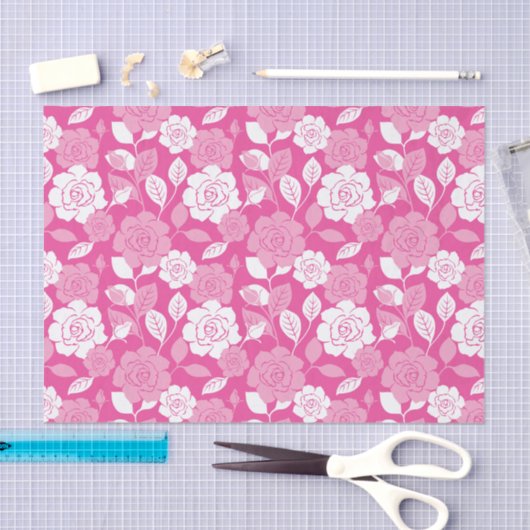 ROSE PATTERN (PINK) SEIDENPAPIER (Handwerk)