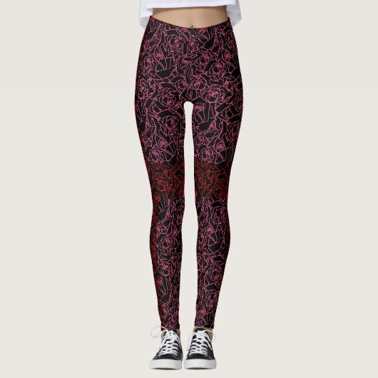 Rose pattern.r.dpnk.02b Black BG Leggings (Vorderseite)