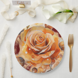 Rose Peach Fall Wasserfarbe Pappteller