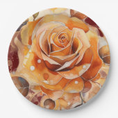 Rose Peach Fall Wasserfarbe Pappteller (Vorderseite)